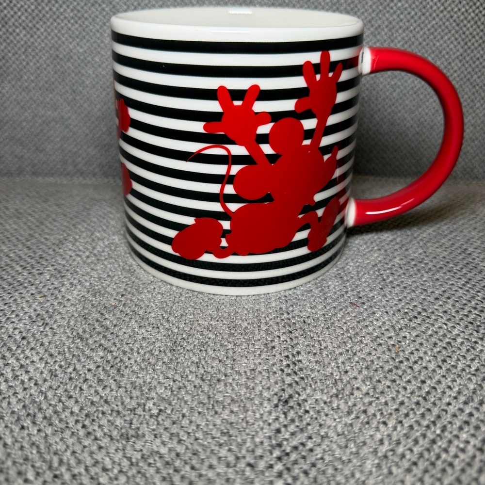 Disney Mickey Mouse Striped Silhouette Porcelain Coffee Mug